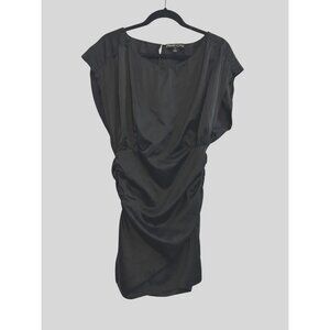 Elizabeth & James Black Silk Blend Ruched Short‎ Sleeve Dress Size 8